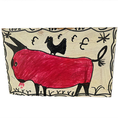 RA Miller 16x10 Bird Riding Bull WP3813